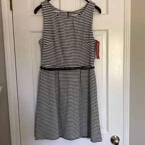 NWT Merona Spandex Blend Black & White Striped Sleeveless Dress L
